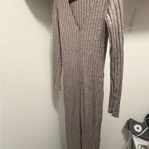 Zara Taupe Ribbed Knit Dress